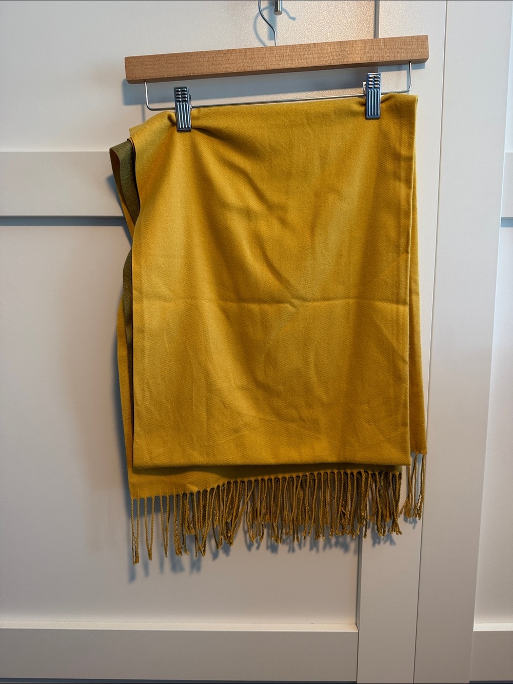 Mustard Yellow Fringed Scarf Wrap